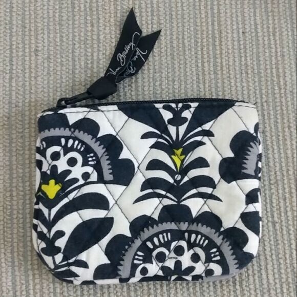 NWOT VERA BRADLEY Black, White & Yellow Zippered Coin Purse 3.5 x 5 inches - Picture 1 of 8